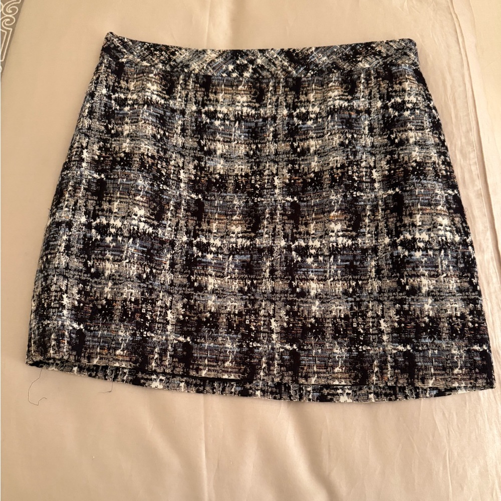 J.Crew Black and Multicolor tweed mini Skirt, Size 2